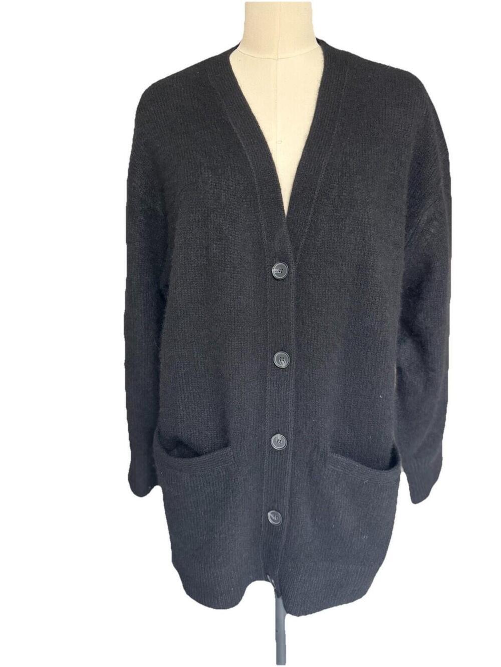 New Apiece Apart 100% Cashmere Long Cardigan Sweater Duster Black Sz S Womens